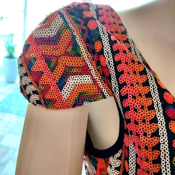 Rare London Cut-Out Midriff Sequin Dress. - Picture 6 of 14